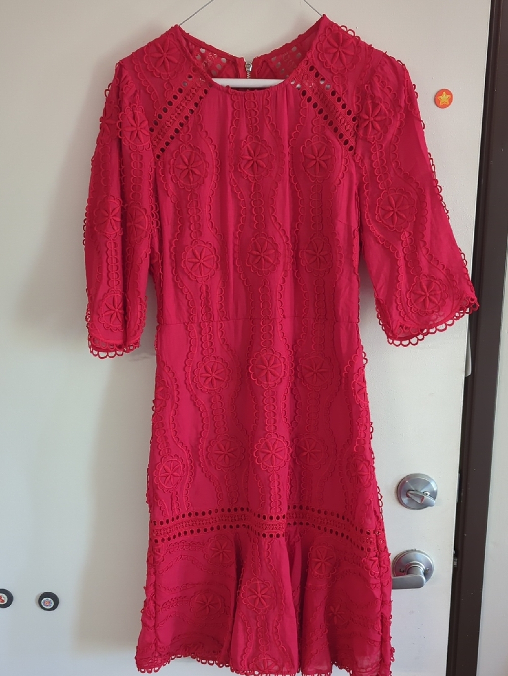 Lulu's Red Crochet Midi Dress